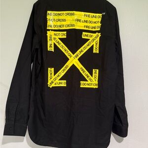Off-White Black Shirt with Yellow Graphic